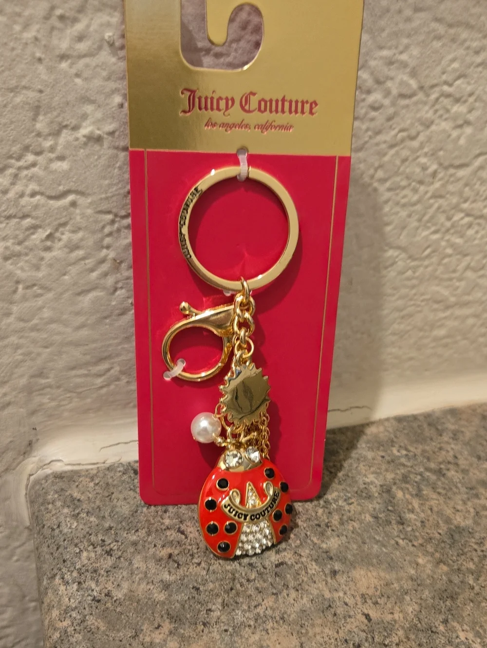 Juicy Couture Gold-Tone Red Ladybug Key Charm New
